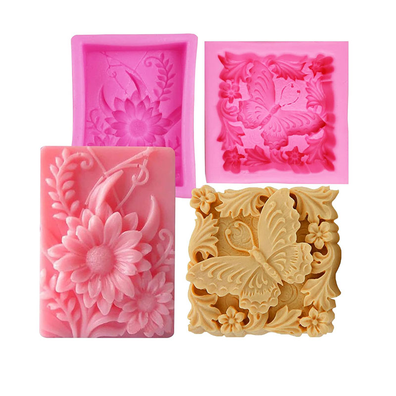 Candle Making Bath - Silikon-Seifenform 3D Schmetterling Blume Lotion Bar