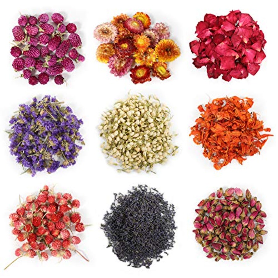 Candle Making Bath - 9 Beutel Getrocknete Blumen, 100% Natürliches
