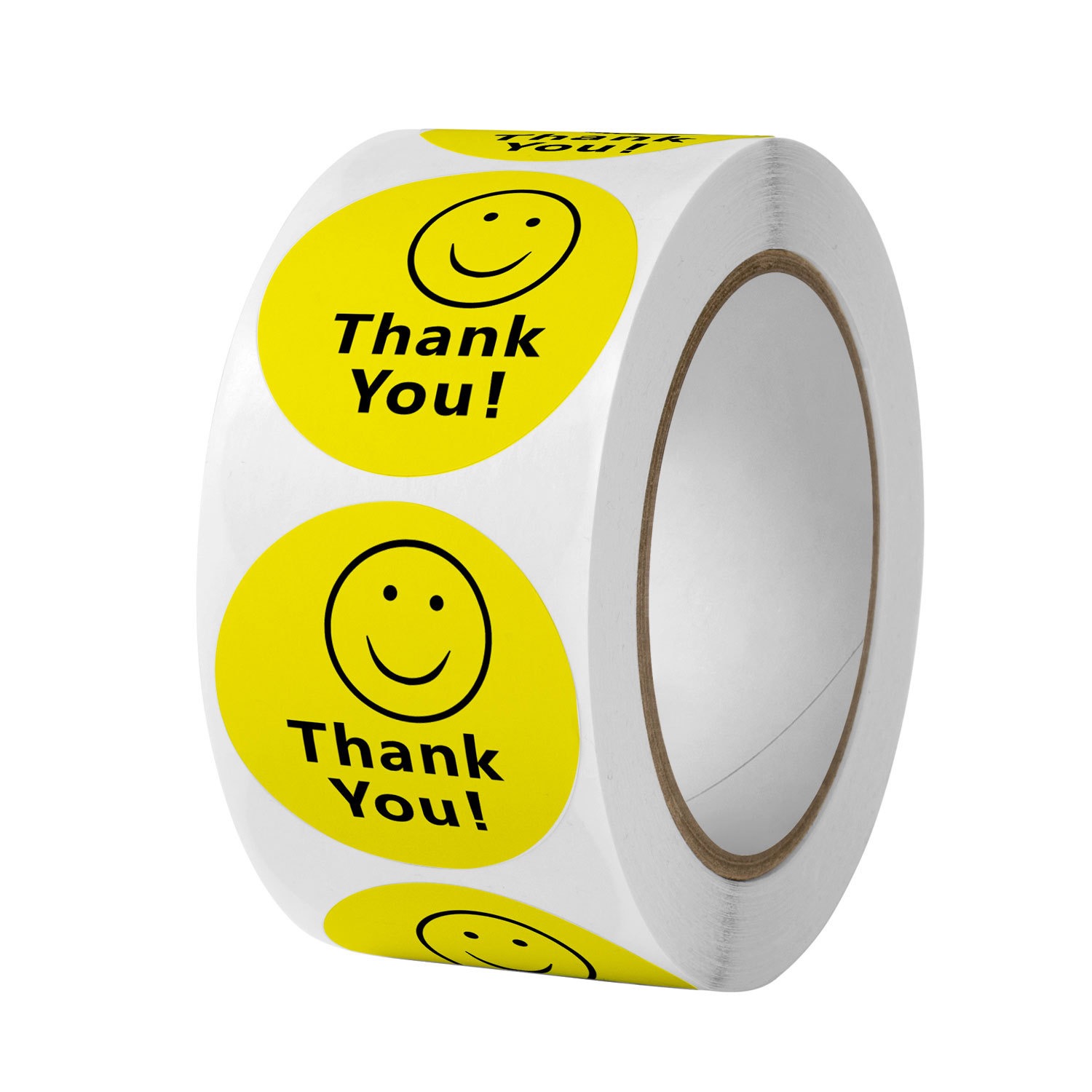 Label Sticker Round - Smile Dankeschön-Aufkleber, gelbe Smiley-Gesicht-Dankeschön-Aufkleber, Happy Face