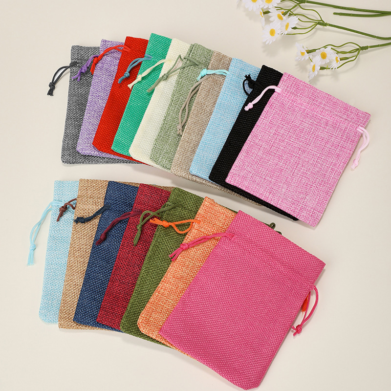 Jute Bag Packaging - 10/5 Stück natürliche Jute-Geschenktüten, handgefertigt, Sackleinen,