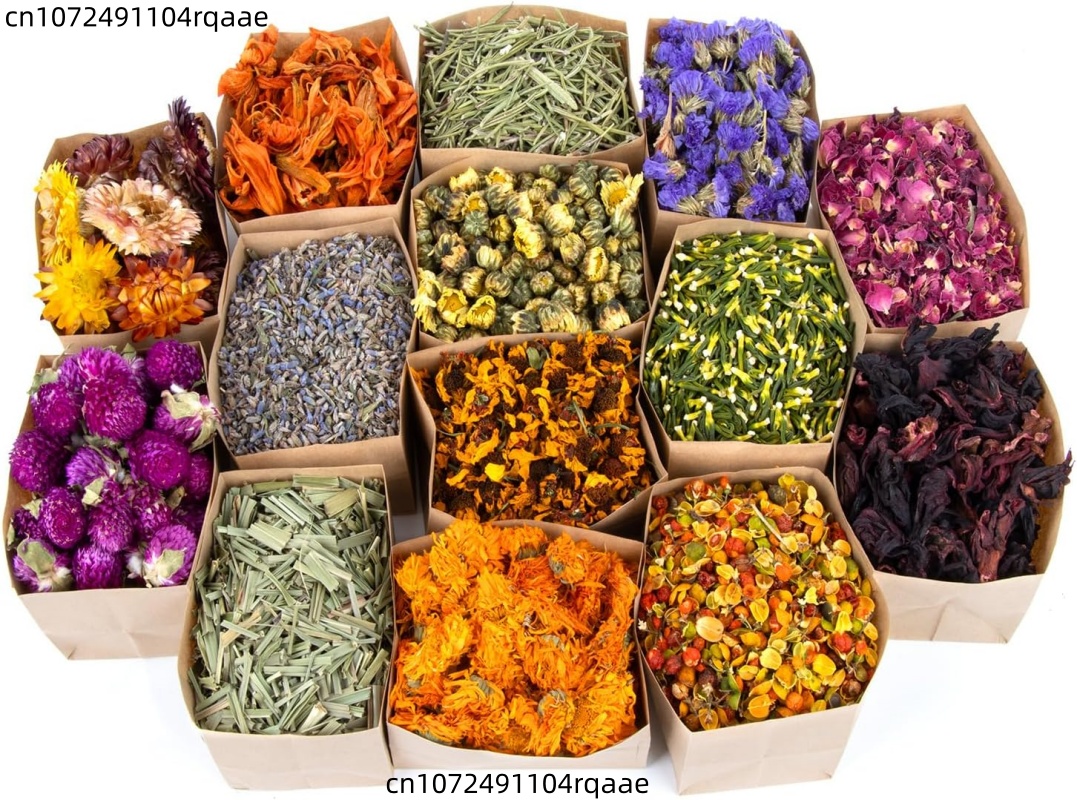 Candle Making Bath - Premium Naturgetrocknete Blumen-Packung (100g-500g): Rose/Orchidee/Lavendel/Kamille für