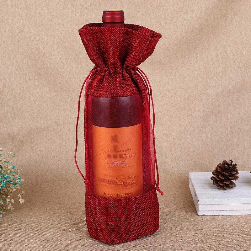 1 stücke Nachahmung Jute Wein  – Jute Bag Packaging Bewertung und Preis